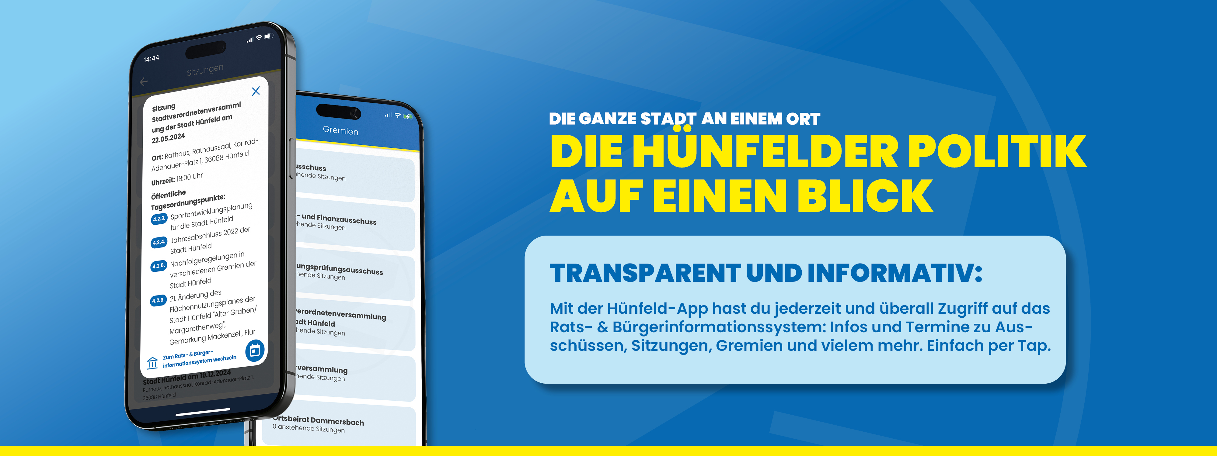 Darstellung der Politik-Funktionalität in der Hünfeld-App