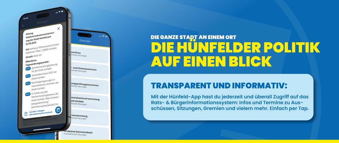 Darstellung der Politik-Funktionalität in der Hünfeld-App